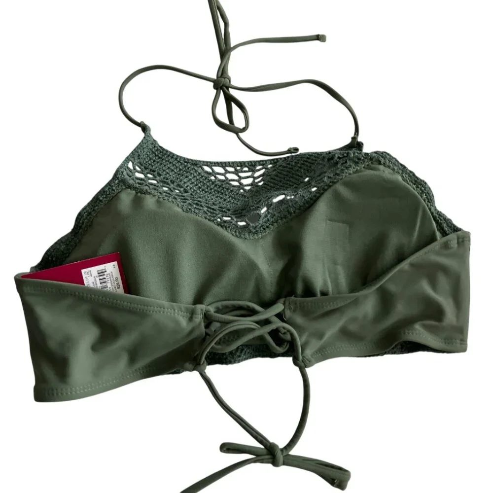 So swim Crochet High Neck Top Sage Green Junior size L(11-13)